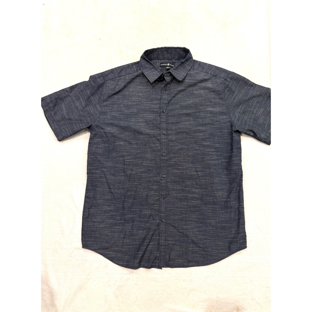 Beverly Hills Polo Club Mens 2XLB Blue Micro Dot Pinstripe Short Sleeve Shirt